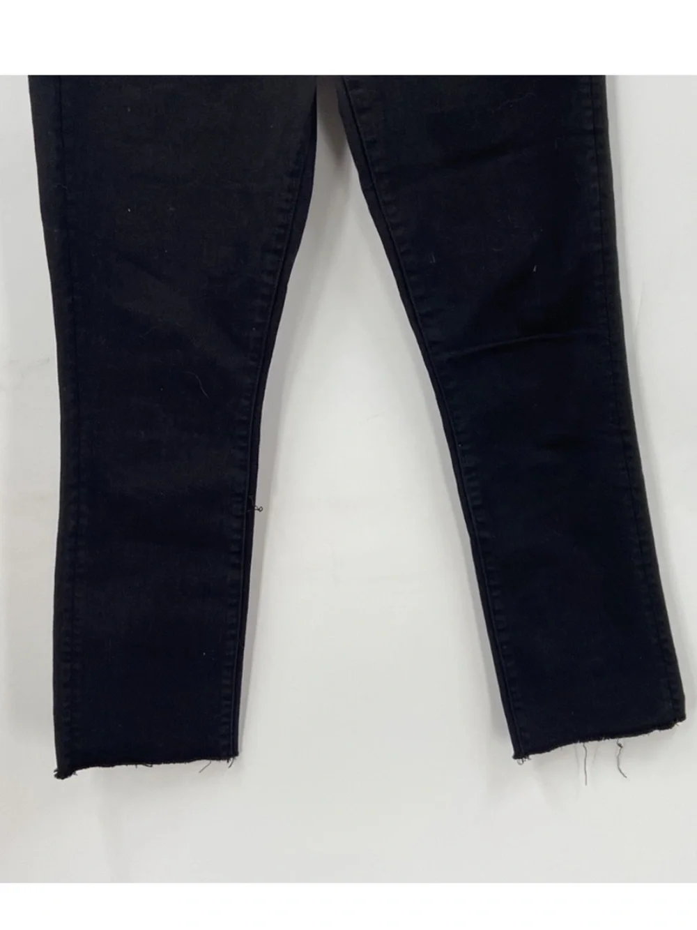 Mother The Rascal Ankle Fray Jeans Pitch Black Stretch Jeans - Picture 3 of 8